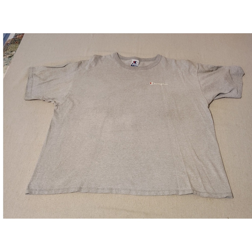 Vintage 90's Champion T Shirt Men XXL Gray Made in USA Athletic Script Logo MM